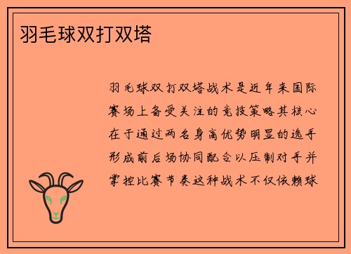 羽毛球双打双塔